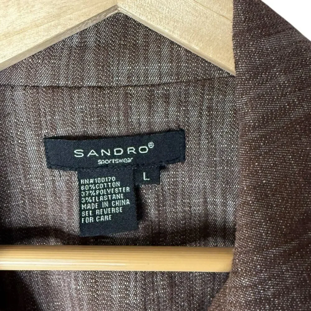 Sandro Sportswear Brown Tie Waist Button Front Belted Jacket Size Large